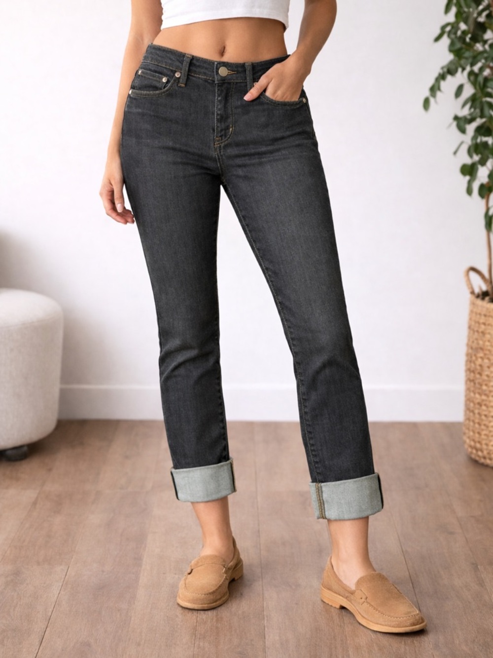 INC Denim‎ Slim Fit Skinny Leg Cropped Jeans